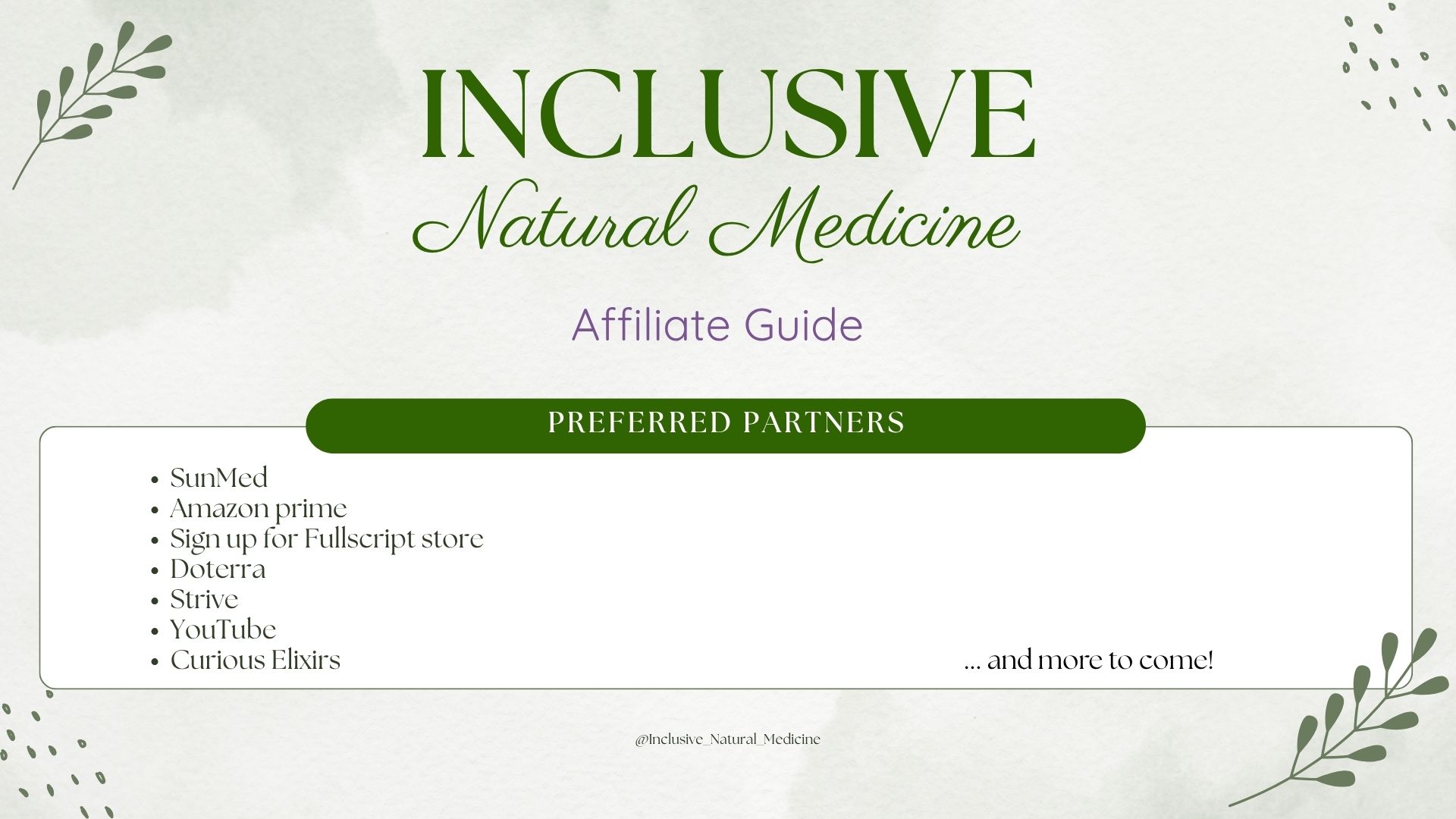 Inclusive natural medicine affiliate link guide.