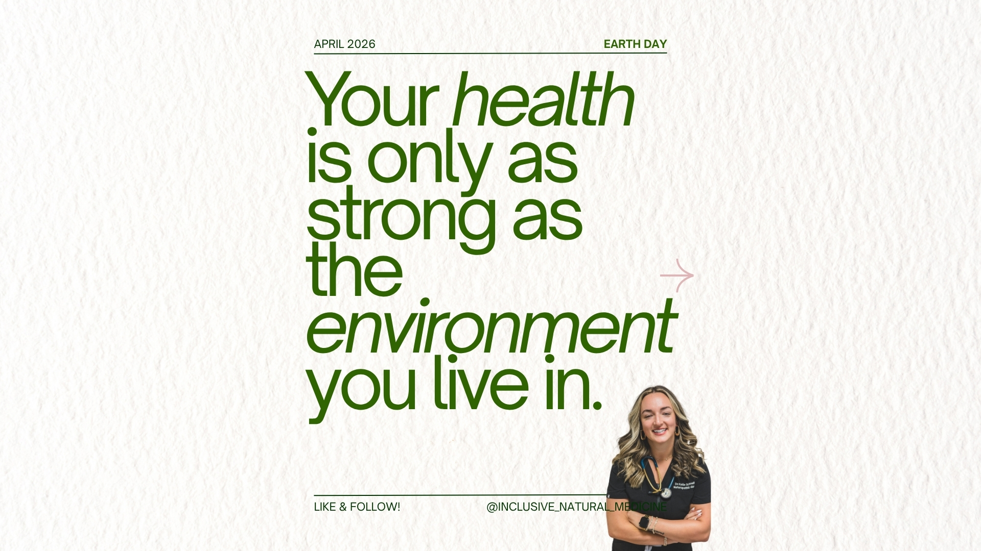 Your environment is shaping your health—whether you realize it or not. This Earth Day, it’s not just about the planet… it’s about you. At Inclusive Natural Medicine in Tempe, we help you reduce toxic load, support natural detox pathways, and rebalance your body from the inside out. If you’re dealing with fatigue, hormone imbalance, brain fog, or inflammation—your environment may be playing a bigger role than you think. Naturopathic medicine connects the dots between your lifestyle, your exposures, and your symptoms. ✨ It’s time for a more intentional approach to your health