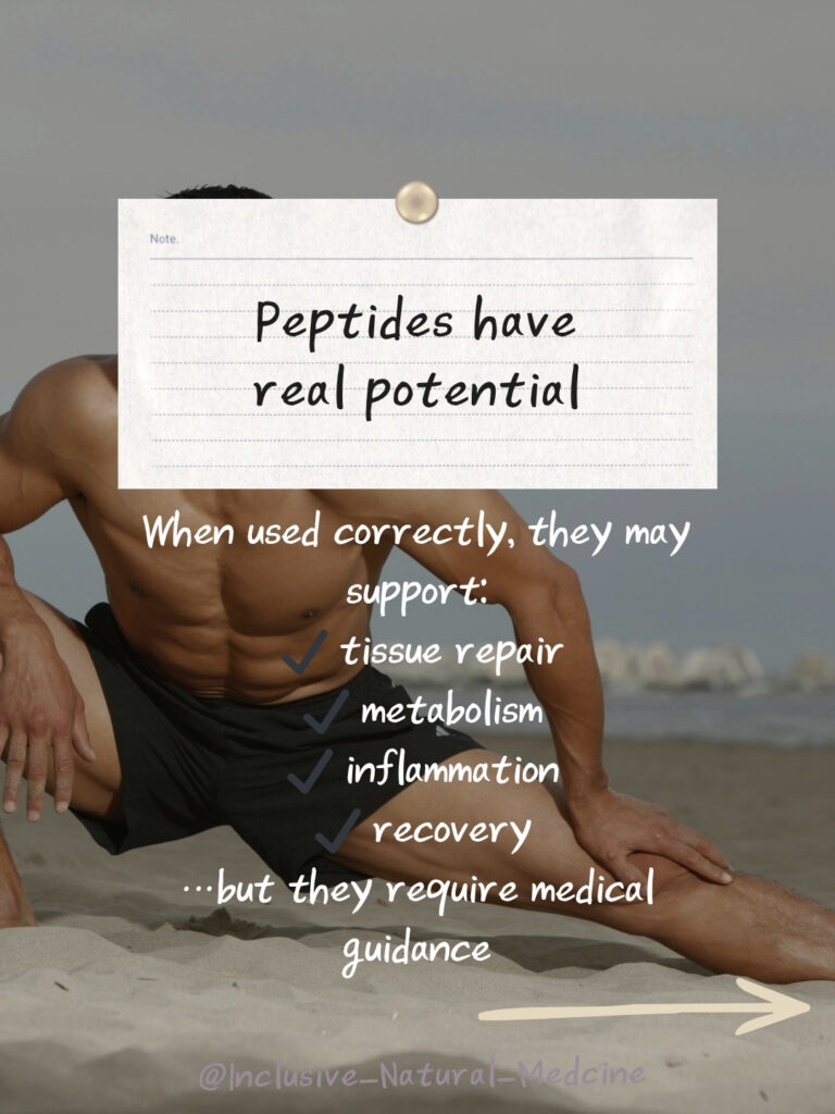 Peptides are everywhere right now—but most people are missing the bigger picture. With recent conversations around the FDA potentially allowing more peptides back into medical use, interest is exploding… but so is misinformation. The truth? Peptides can be powerful tools for healing, recovery, metabolism, and anti-aging—but only when used correctly and under medical supervision. When access was restricted, many people turned to unregulated sources—which is where the real risks come in. At Inclusive Natural Medicine in Tempe, we provide safe, physician-guided peptide therapy tailored to your body and your goals. ✨ No guessing ✨ No random protocols ✨ Just real, personalized care If you’ve been curious about peptides—this is your sign to do it the right way. Order your peptides + schedule with Dr. Katie Schneller today #peptidetherapy #naturopathicdoctor #tempeaz